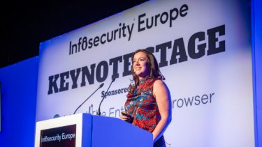  Infosecurity Europe attendees watch a speaker at the Keynote Stage