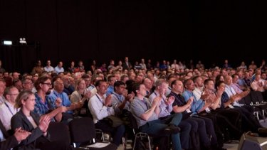  Infosecurity Europe attendees watch a speaker at the Keynote Stage
