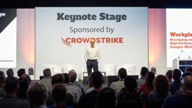  Infosecurity Europe attendees watch a speaker at the Keynote Stage