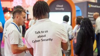 Exhibitors at Infosecurity Europe prompt visitors to talk to them about cybersecurity