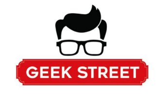 Geek Street logo, a silhouette graphic of a person with wide-frame glasses